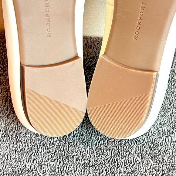 Rockport Womens Size 6.5 Chain Cream Ivory Leathers Slip On Ballet Flats‎ Shoes - Picture 12 of 13
